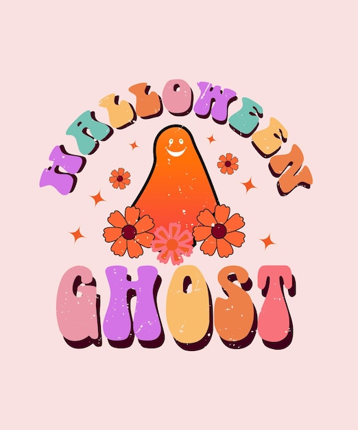 diseño maravilloso del ejemplo de la flor del fantasma de halloween para la camiseta