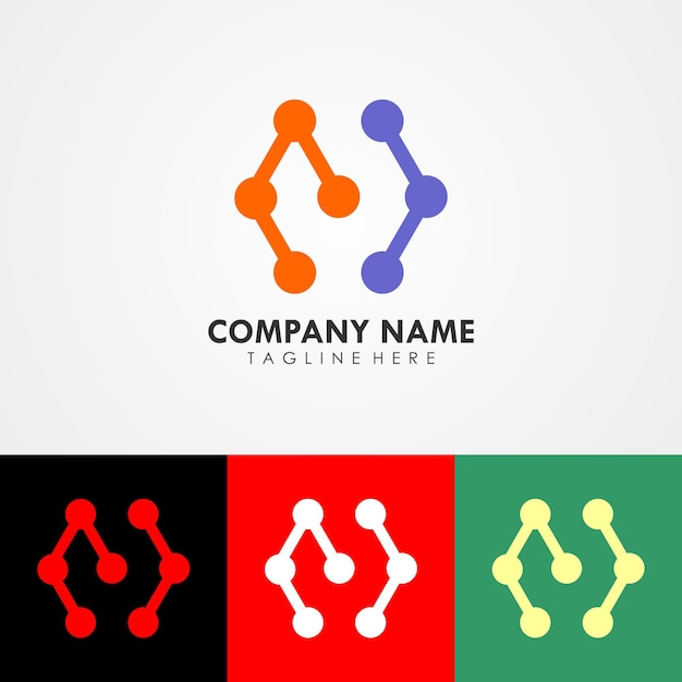 Diseño de marca de logotipo de empresa abstracta, plantilla de diseño con letra N inicial