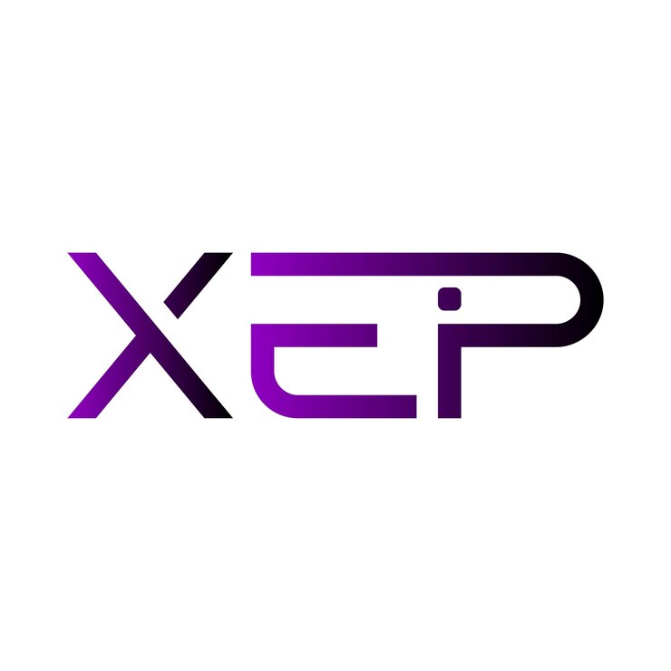 Vector diseño de marca de logotipo xep gradiente púrpura inicial marca de identidad moderna logotipo símbolo de negocio