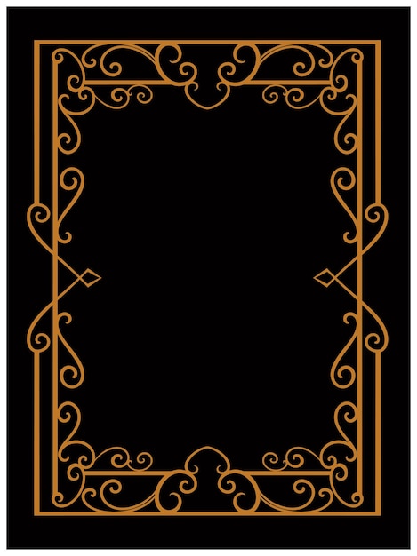diseño de marco de adorno clásico simple grabado vector de color editable