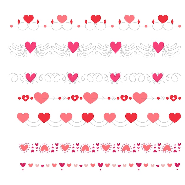 Diseño de marco y borde de corazones dibujados a mano