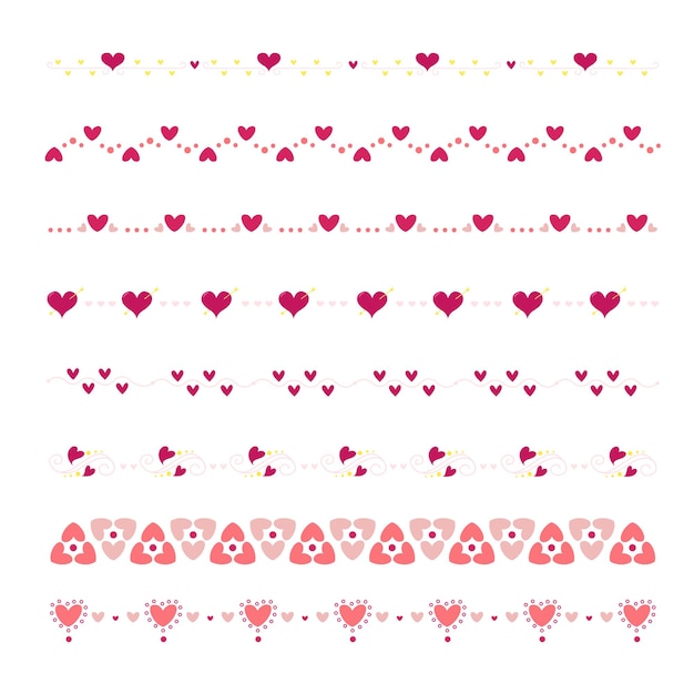 Diseño de marco y borde de corazones dibujados a mano