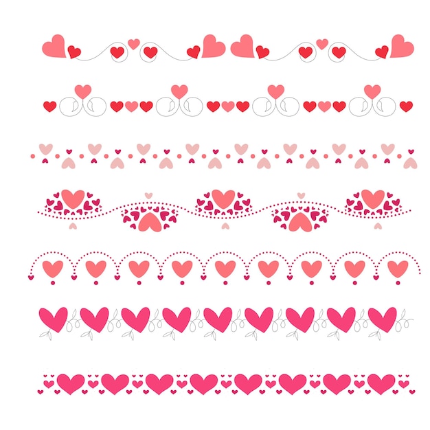 Diseño de marco y borde de corazones dibujados a mano