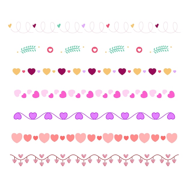 Diseño de marco y borde de corazones dibujados a mano
