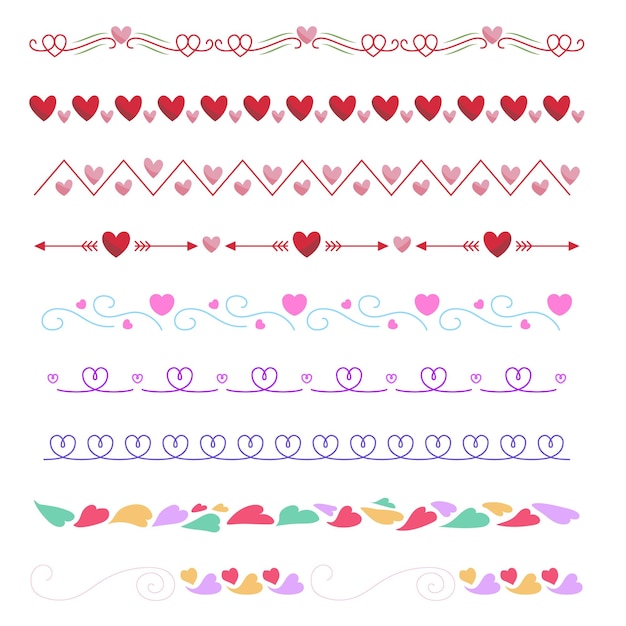 Diseño de marco y borde de corazones dibujados a mano