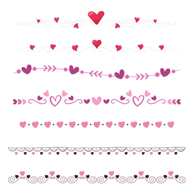 Diseño de marco y borde de corazones dibujados a mano