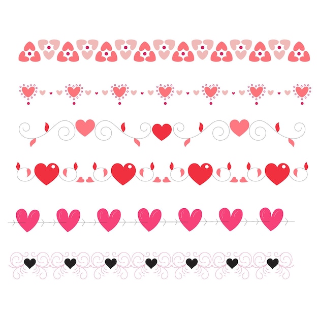 Diseño de marco y borde de corazones dibujados a mano