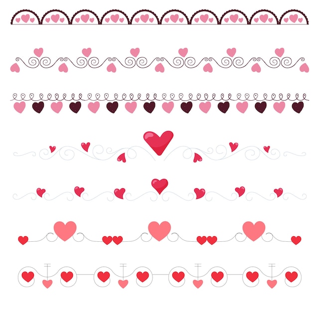 Diseño de marco y borde de corazones dibujados a mano