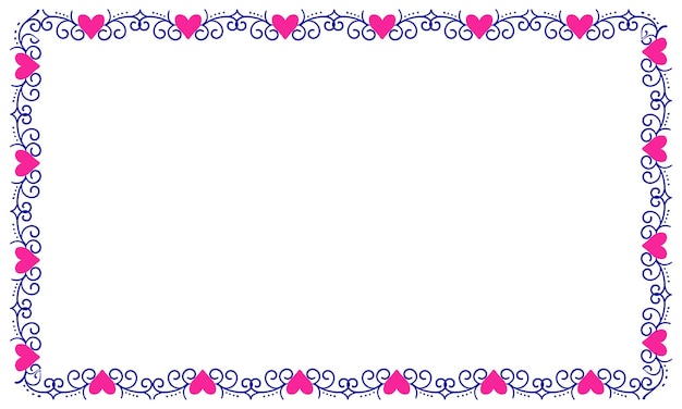 Diseño de marco y borde de corazones dibujados a mano