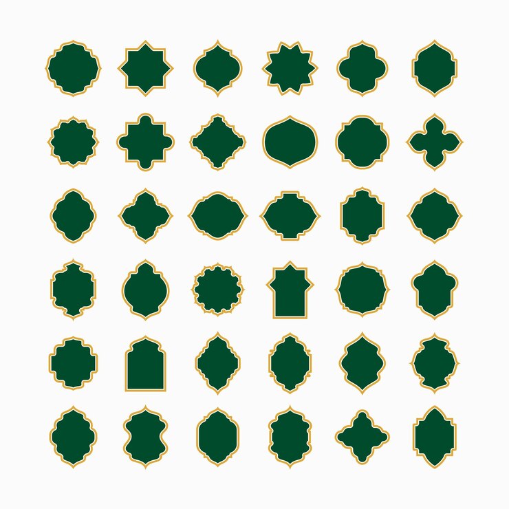 Vector diseño de marco y borde de estilo islámico ventanas de ramadán árabe decoración de adorno vector de tema musulmán vintage