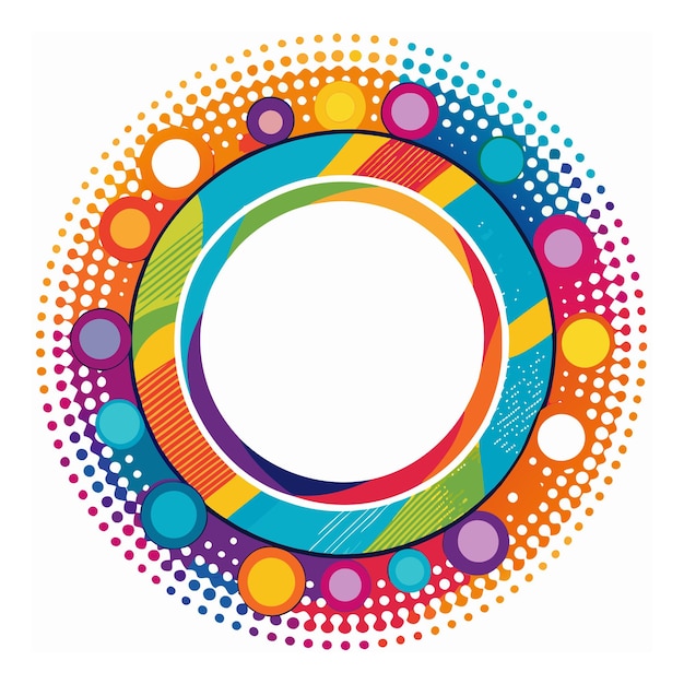 Diseño de marco circular punteado gradiente con puntos
