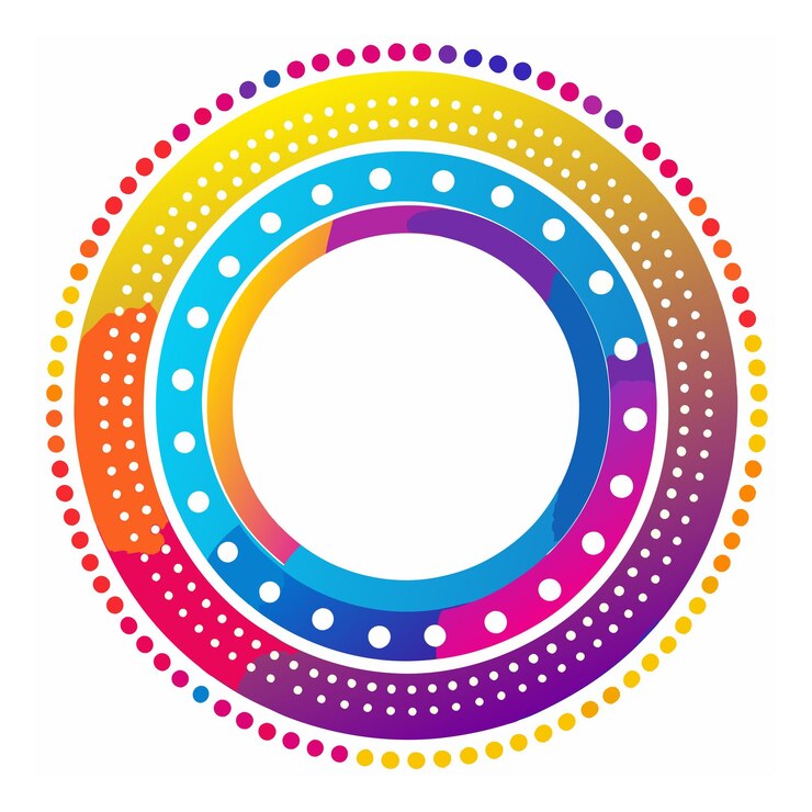 Vector diseño de marco circular punteado gradiente con puntos