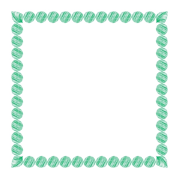 Diseño de marco cuadrado con círculos verdes garabateados