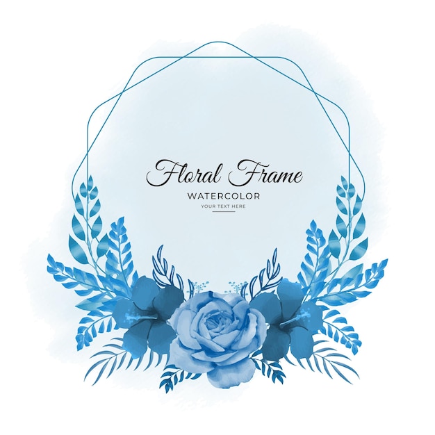 Diseño de marco floral acuarela en formato vectorial premium