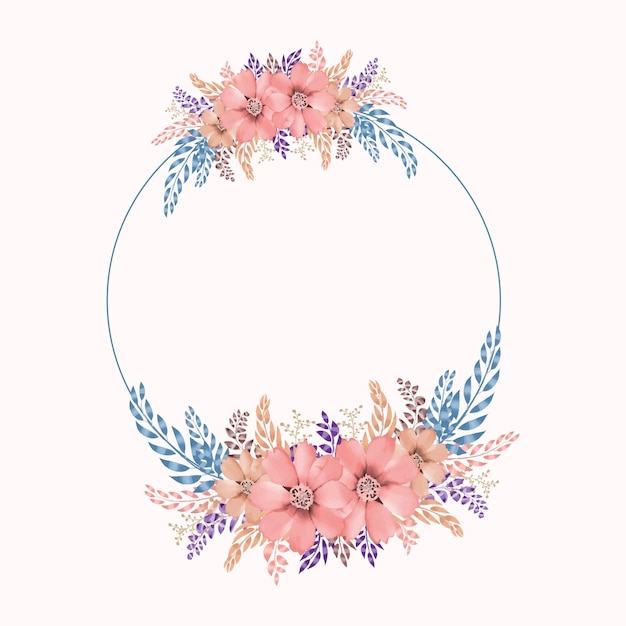 Diseño de marco floral acuarela en formato vectorial premium
