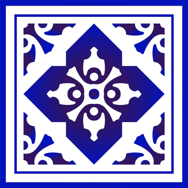 Diseño de marco floral azul y blanco