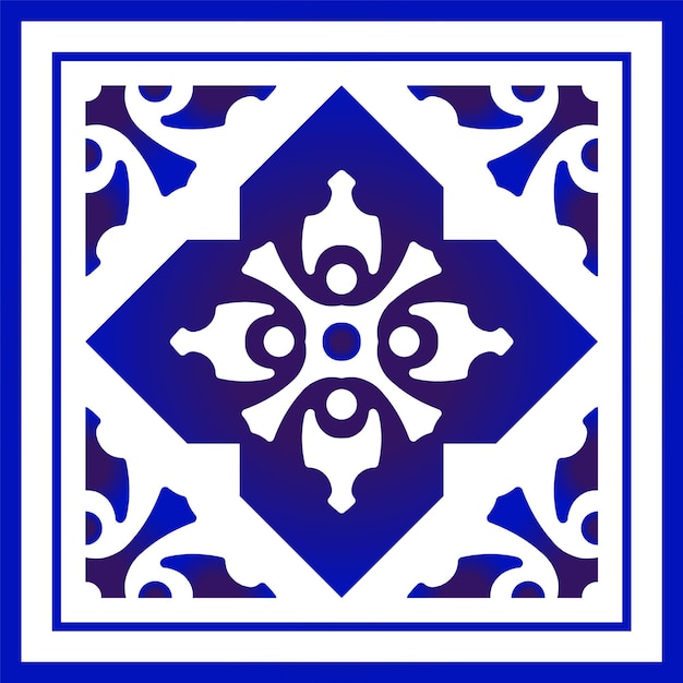 Diseño de marco floral azul y blanco