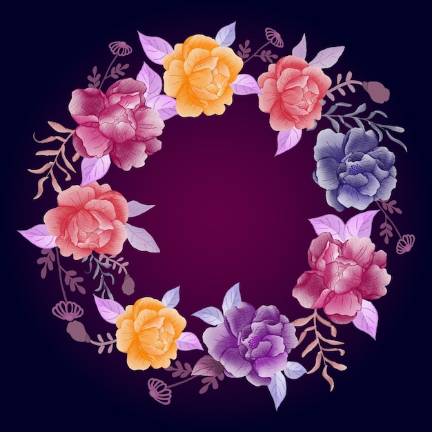 Diseño de marco floral colorido acuarela
