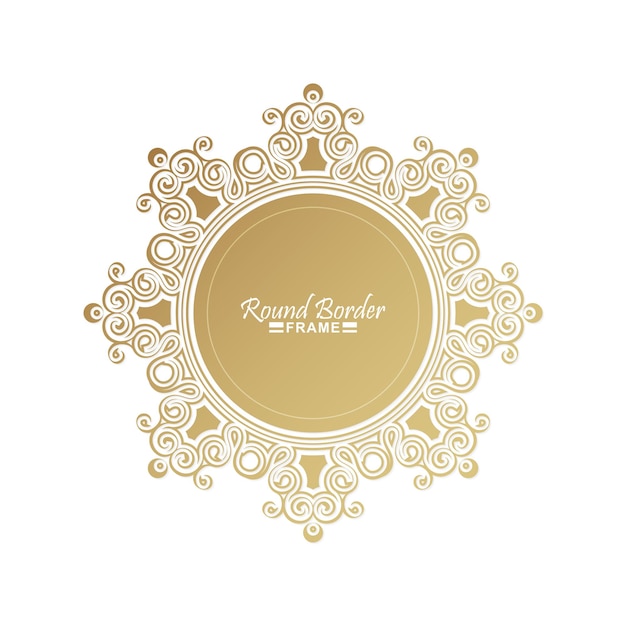 Diseño de marco floral redondo de oro blanco