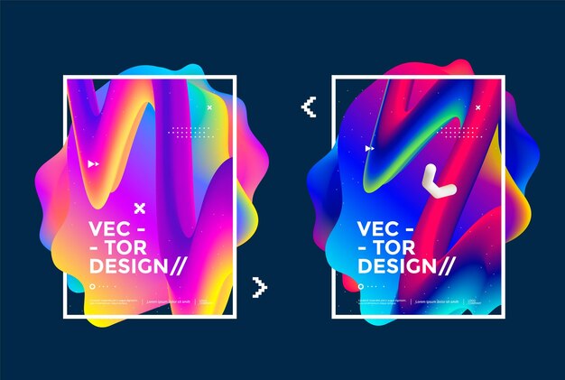 Diseño de marco fluido vectorial con formas degradadas Fondo líquido brillante colorido para folleto de portada