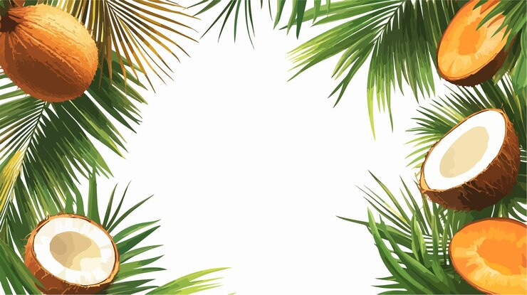 Vector diseño de marco de frutas tropicales coloridas concepto de fondo de gran ángulo