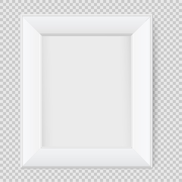 Diseño de marco de imagen cuadrada de presentación con sombra sobre fondo transparente Soporte de banner de tablero 3D en mesa limpia y aislada en blanco Ilustración vectorial EPS 10 para texto de imagen de foto promocional