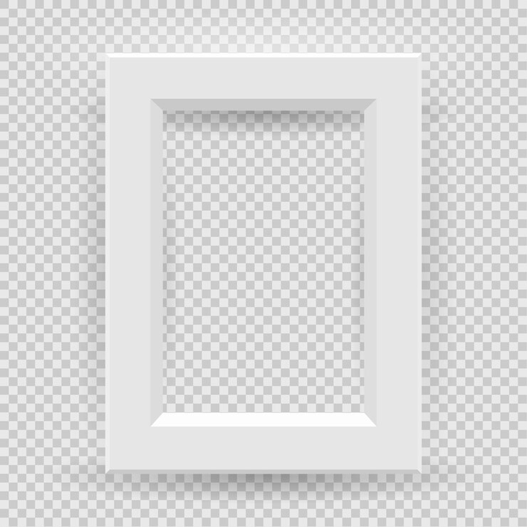 Vector diseño de marco de imagen cuadrado de conjunto de presentación con sombra sobre fondo transparente soporte de pancarta de tablero 3d en una mesa en blanco limpia y aislada
