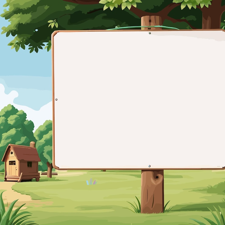 diseño de marco de madera vectorial con ilustración de árboles
