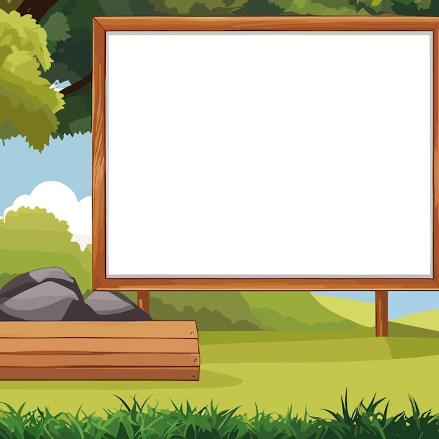 diseño de marco de madera vectorial con ilustración de árboles