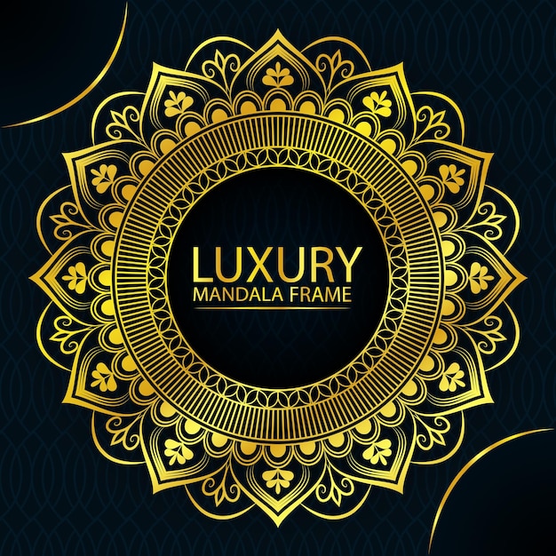 Diseño de marco de mandala de lujo con estilo islámico árabe dorado