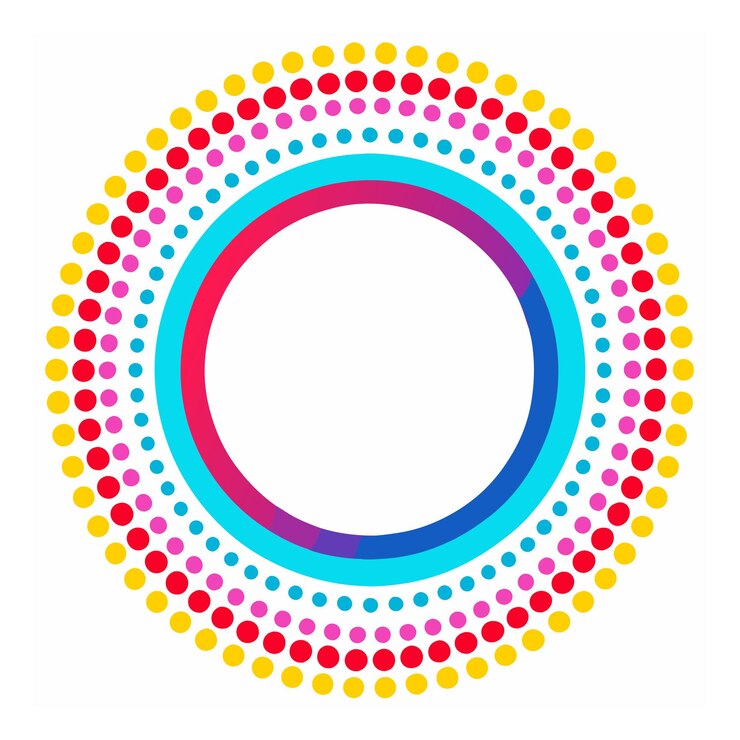Diseño de marco de puntos circular de medio tono colorido