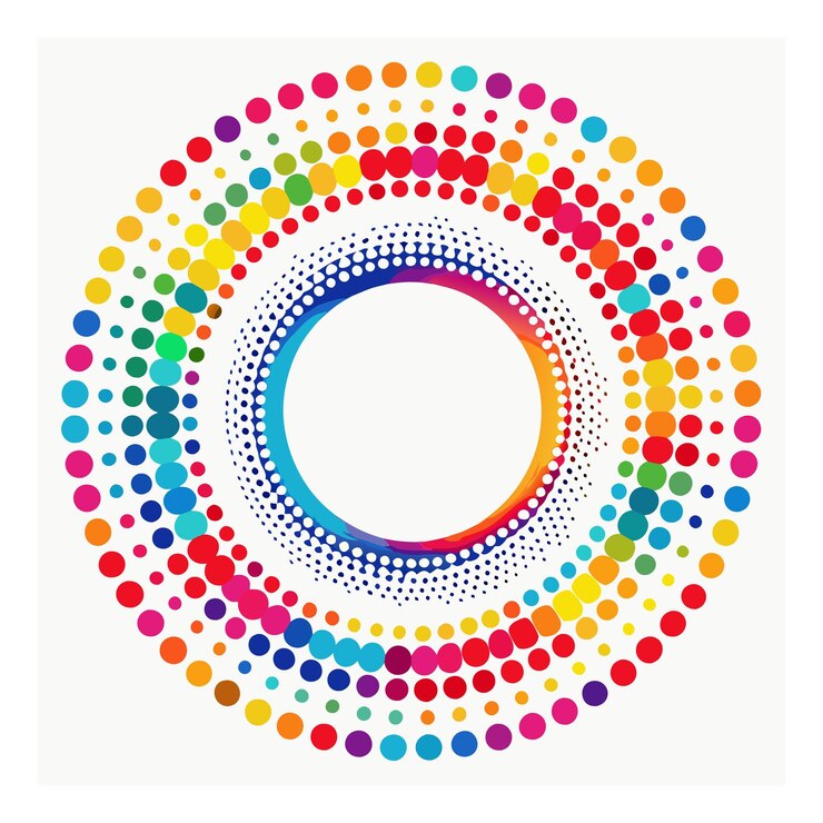 Vector diseño de marco de puntos circular de medio tono colorido