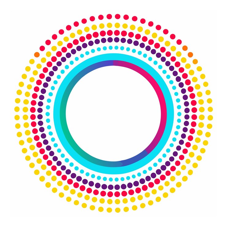 Vector diseño de marco de puntos circular de medio tono colorido