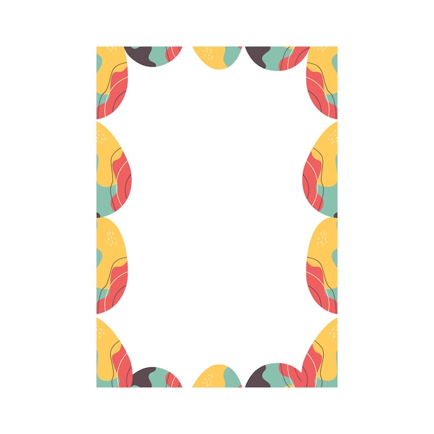 Diseño de marco rectangular de huevo de Pascua Frontera de caza de huevos de Pascua en estilo plano colorido con adornos corona retro tarjeta de ilustración vectorial de stock