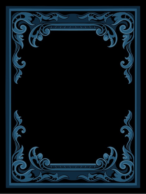diseño de marco tallado azul simple