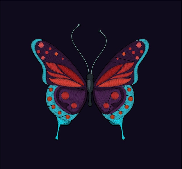 Diseño de mariposa bordado para bordado, parches y pegatinas