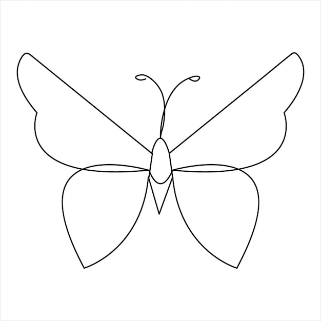 Diseño de mariposa de una sola línea continua, minimalismo dibujado a mano, ilustración vectorial de contorno