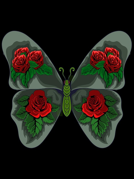 Diseño de mariposa único vectorial con hermosas flores