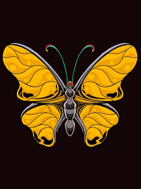 Diseño de mariposa en vector de color amarillo