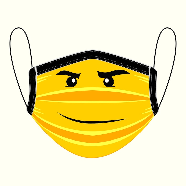 Vector el diseño de la máscara facial y la máscara facial amarilla.