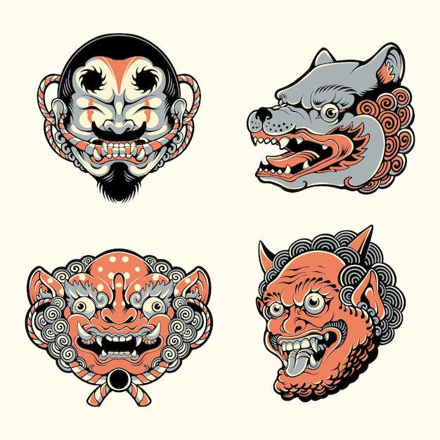 Diseño de máscara japonesa vector