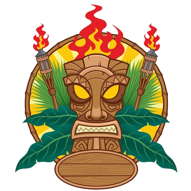 Vector diseño de máscara tiki para ilustración plana concepto tropical