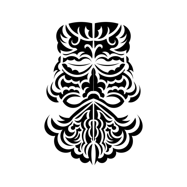 Vector diseño de máscara tiki máscaras aterradoras en el adorno local de polinesia vector de estilo plano aislado