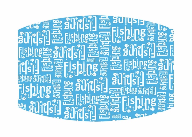 Vector diseño de máscaras con diseño de patrones de tipografía de fishing word