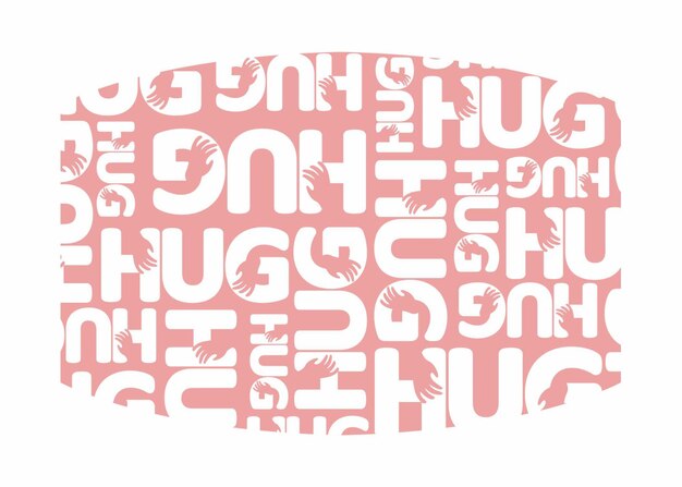 Diseño de máscaras con diseño de patrones de tipografía hug word