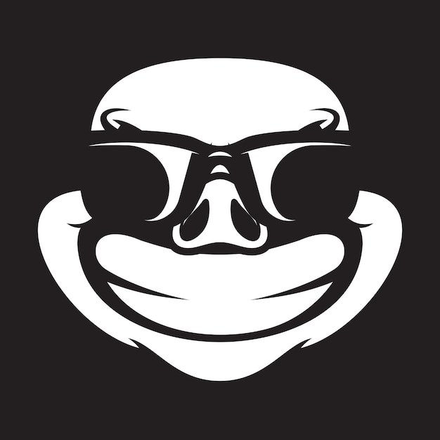 Diseño de mascota en blanco y negro de gafas de sol de cerdo