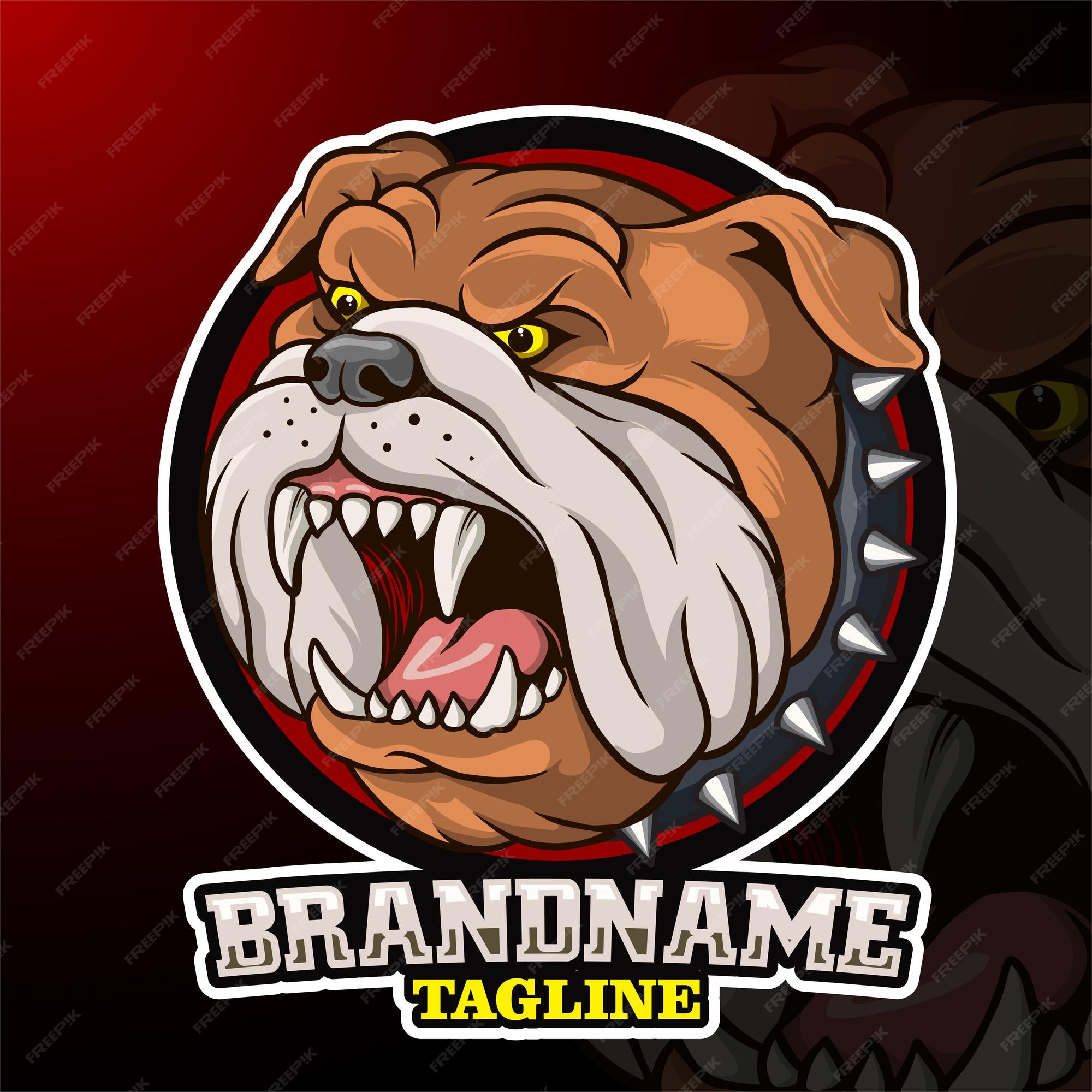 Diseño de mascota de cabeza de bulldog enojado de dibujos animados | Vector  Premium