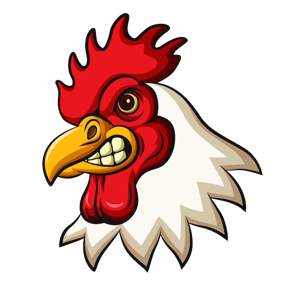 Diseño de mascota de cabeza de gallo de pollo