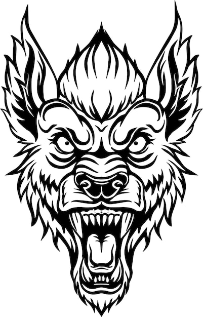 Diseño de mascota de cabeza de hombre lobo de dibujos animados