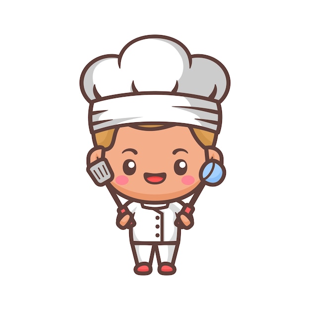 Diseño de la mascota del chef de Chibi